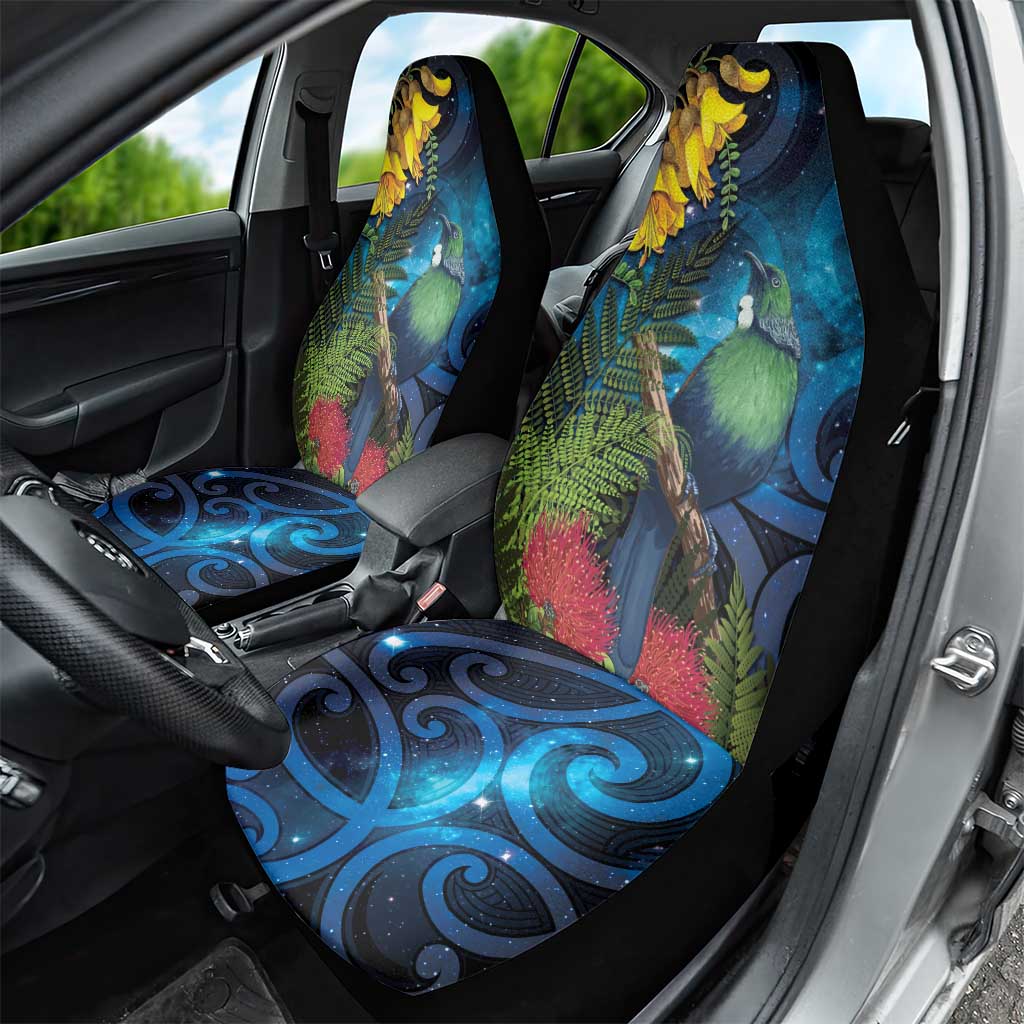 Tui Bird New Zealand Starry Sky Car Seat Cover Maori Koru