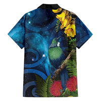 Tui Bird New Zealand Starry Sky Family Matching Long Sleeve Bodycon Dress and Hawaiian Shirt Maori Koru LT7 - Polynesian Pride
