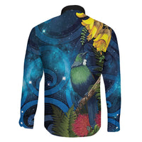 Tui Bird New Zealand Starry Sky Family Matching Mermaid Dress and Hawaiian Shirt Maori Koru LT7 - Polynesian Pride