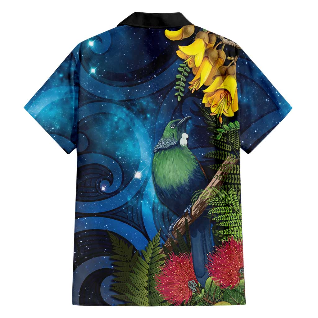 Tui Bird New Zealand Starry Sky Family Matching Puletasi and Hawaiian Shirt Maori Koru LT7 - Polynesian Pride