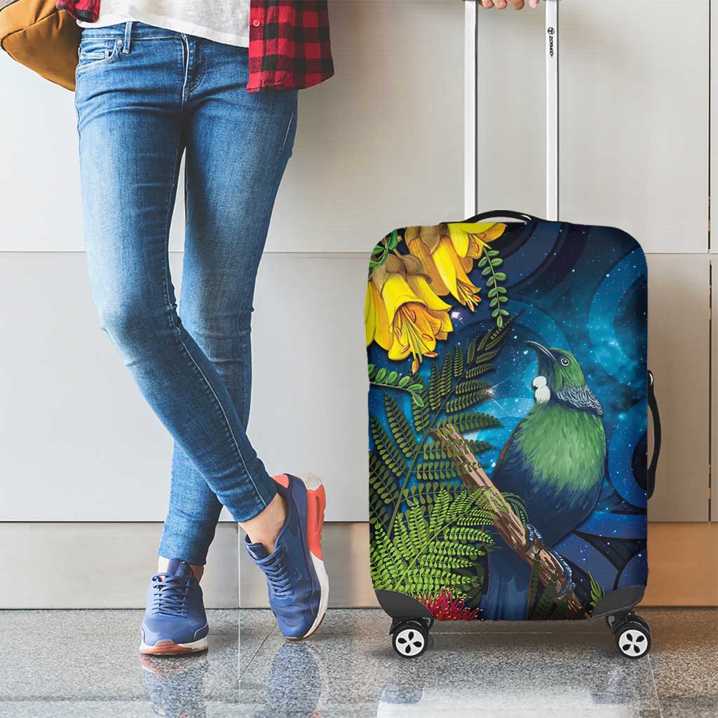 Tui Bird New Zealand Starry Sky Luggage Cover Maori Koru