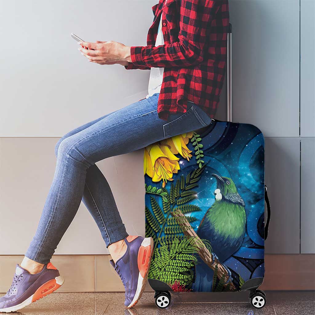 Tui Bird New Zealand Starry Sky Luggage Cover Maori Koru
