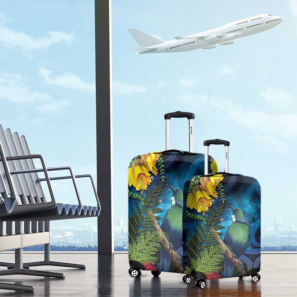 Tui Bird New Zealand Starry Sky Luggage Cover Maori Koru