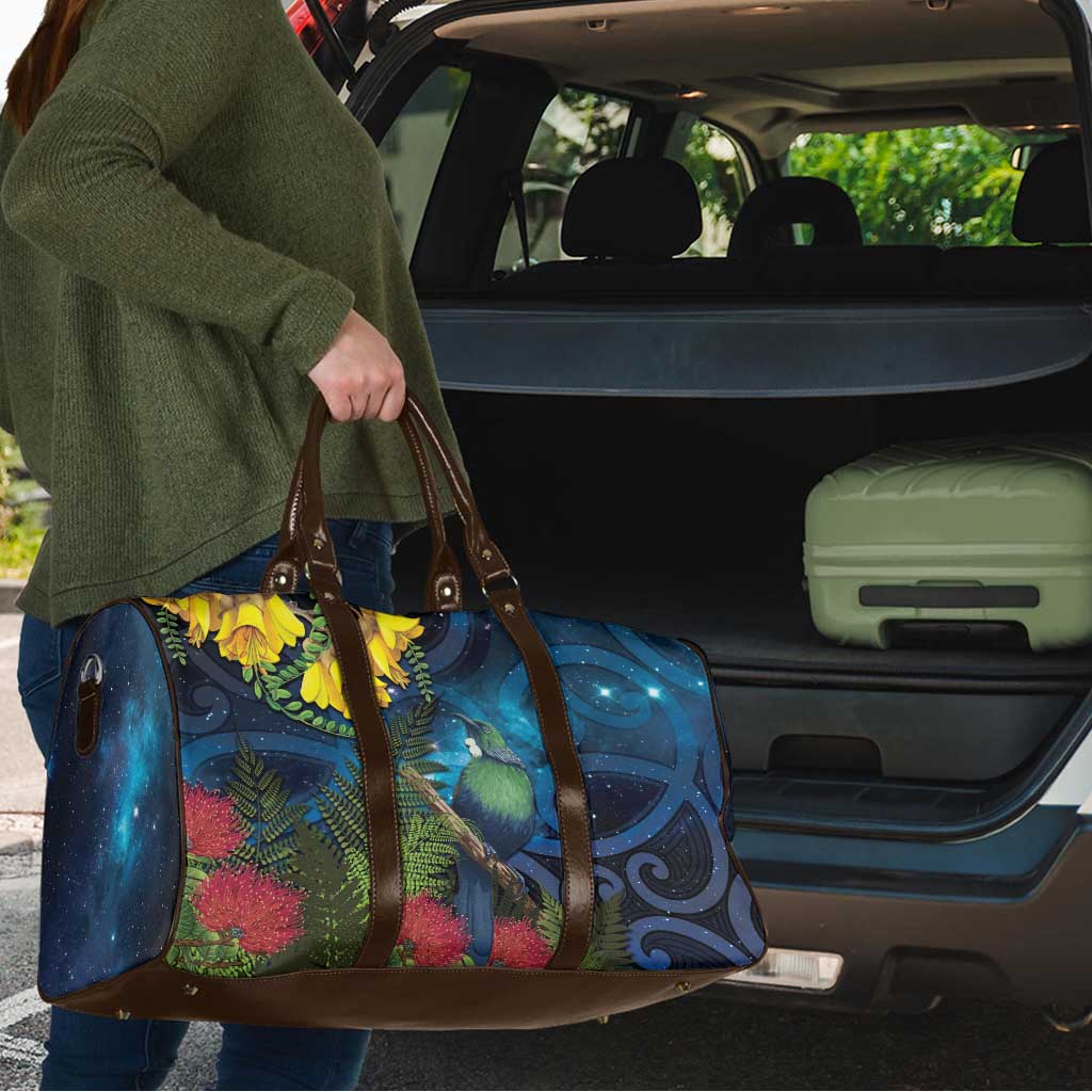 Tui Bird New Zealand Starry Sky Travel Bag Maori Koru