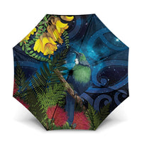 Tui Bird New Zealand Starry Sky Umbrella Maori Koru LT7 One Size Folded 11.42 inch Opened Diameter 37.4 inch Galaxy - Polynesian Pride