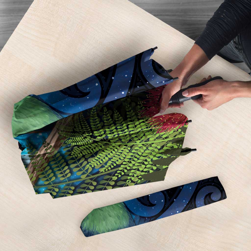 Tui Bird New Zealand Starry Sky Umbrella Maori Koru LT7 - Polynesian Pride