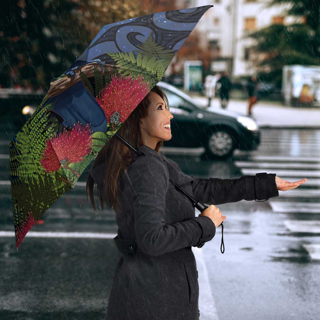 Tui Bird New Zealand Starry Sky Umbrella Maori Koru LT7 - Polynesian Pride