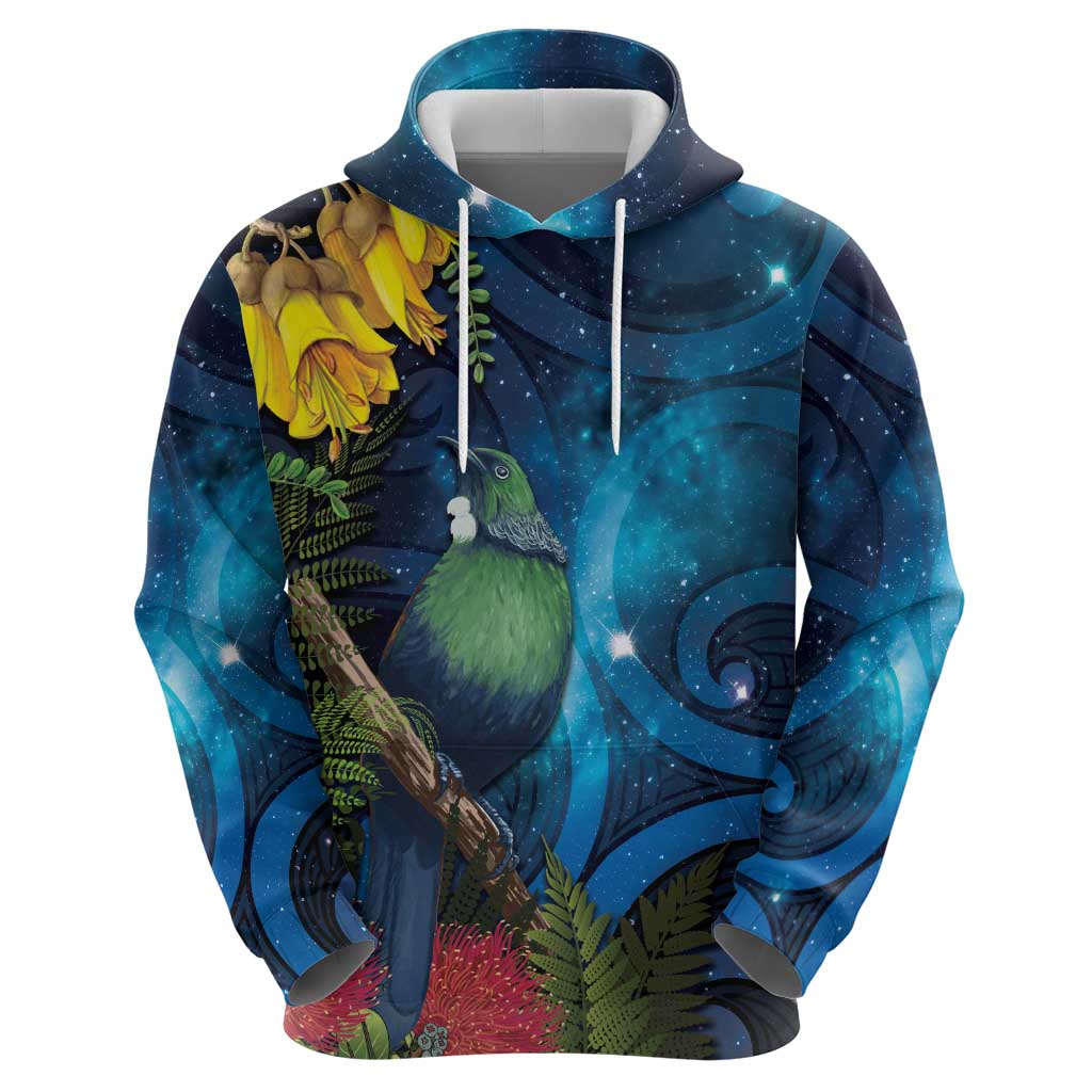 Tui Bird New Zealand Starry Sky Zip Hoodie Maori Koru LT7 - Polynesian Pride