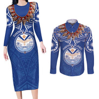 Yokwe Marshall Islands Personalized Couples Matching Long Sleeve Bodycon Dress and Long Sleeve Button Shirt Jemenei Day - Seashell Necklace