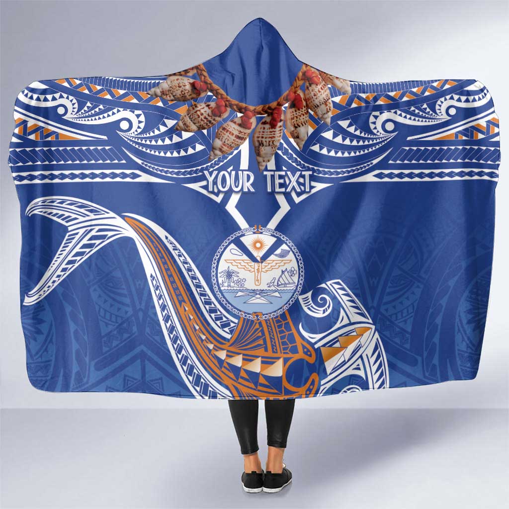 Yokwe Marshall Islands Personalized Hooded Blanket Jemenei Day - Seashell Necklace LT7 One Size Blue - Polynesian Pride