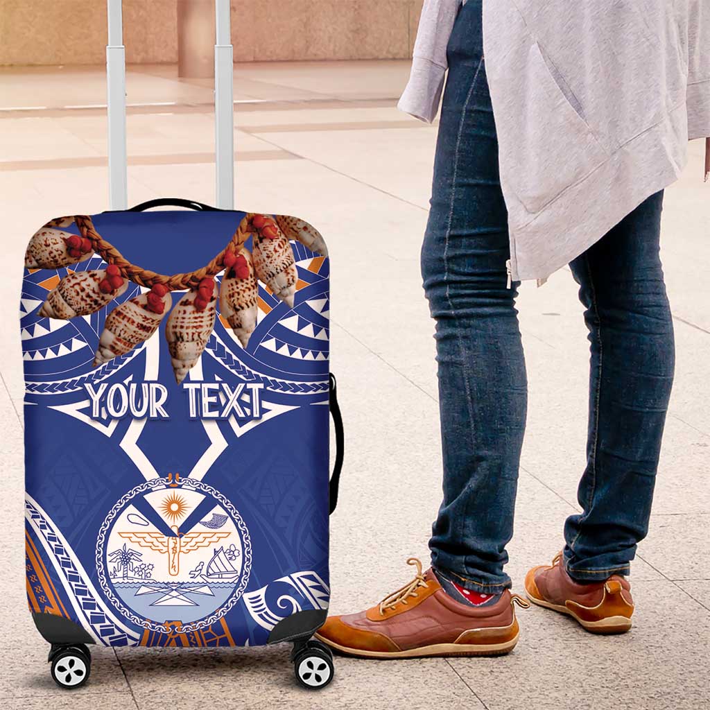 Yokwe Marshall Islands Personalized Luggage Cover Jemenei Day - Seashell Necklace LT7 Blue - Polynesian Pride