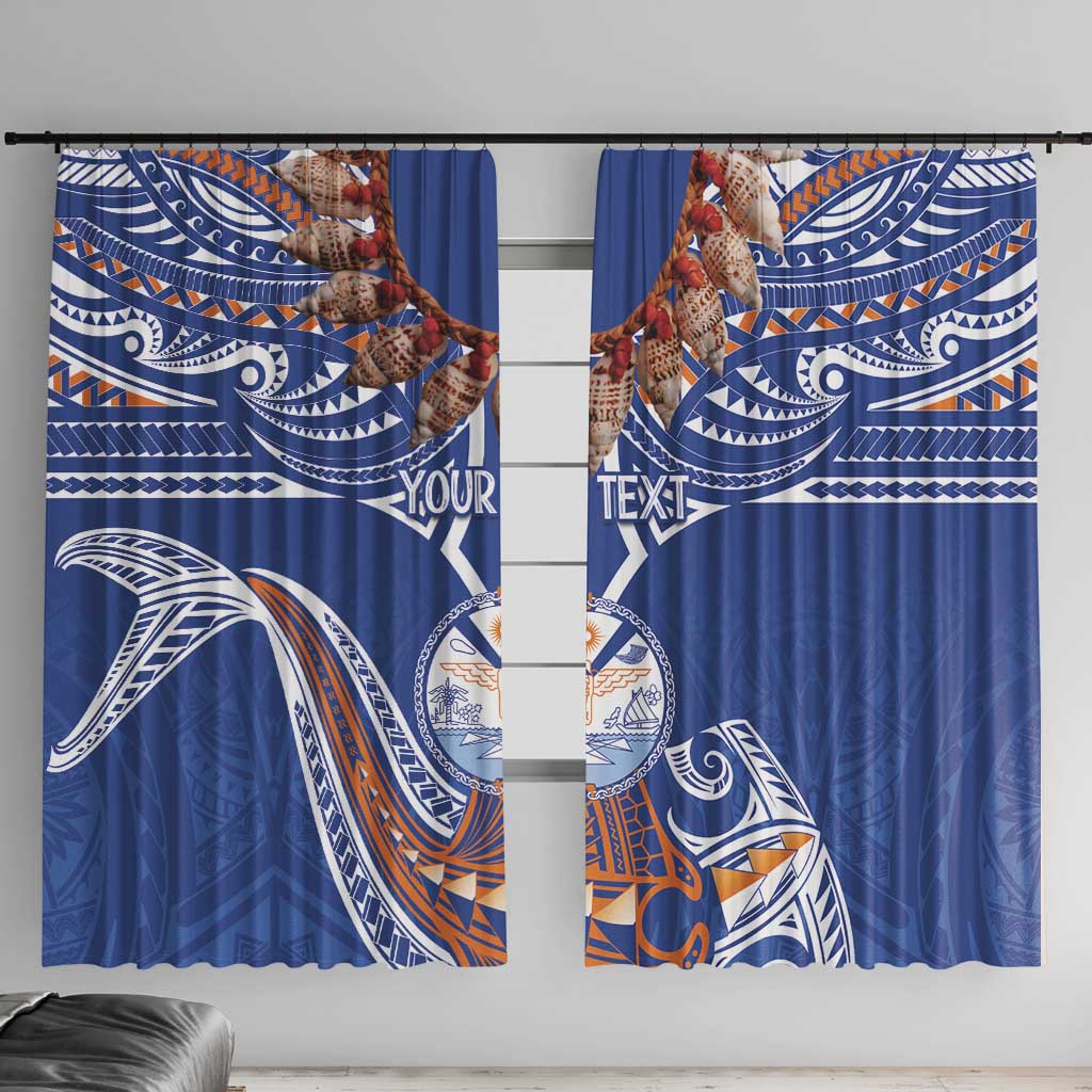Yokwe Marshall Islands Personalized Window Curtain Jemenei Day - Seashell Necklace LT7 With Hooks Blue - Polynesian Pride