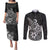 Polynesia Couples Matching Puletasi Dress and Long Sleeve Button Shirts Plumeria Black Curves LT7 Black - Polynesian Pride