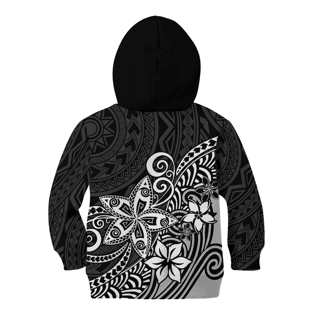 Polynesia Kid Hoodie Plumeria Black Curves LT7 - Polynesian Pride
