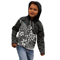 Polynesia Kid Hoodie Plumeria Black Curves LT7 - Polynesian Pride