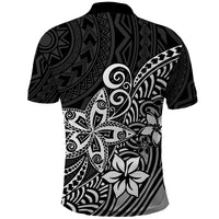 Polynesia Polo Shirt Plumeria Black Curves LT7 - Polynesian Pride