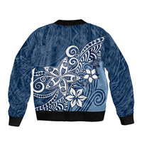 Polynesia Bomber Jacket Plumeria Blue Curves LT7 - Polynesian Pride
