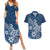 Polynesia Couples Matching Summer Maxi Dress and Hawaiian Shirt Plumeria Blue Curves LT7 Blue - Polynesian Pride