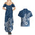 Polynesia Couples Matching Summer Maxi Dress and Hawaiian Shirt Plumeria Blue Curves LT7 - Polynesian Pride