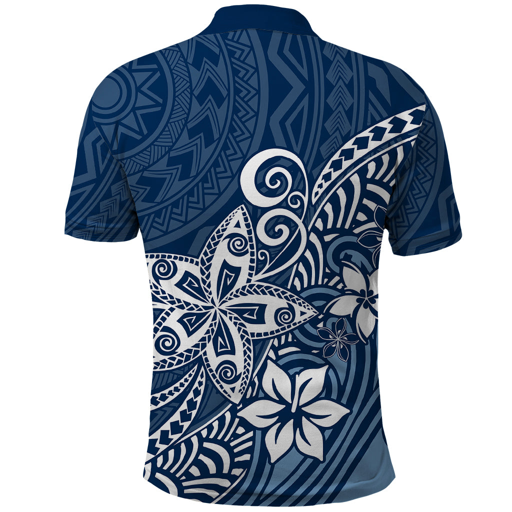Polynesia Polo Shirt Plumeria Blue Curves LT7 - Polynesian Pride