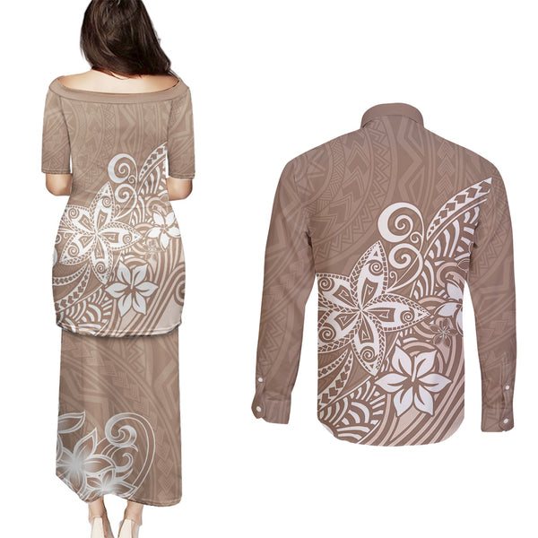 Guam Combo Puletasi And Shirt Polynesian Patterns Plumeria Flowers Special Style