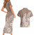 Polynesia Couples Matching Short Sleeve Bodycon Dress and Hawaiian Shirt Plumeria Beige Curves LT7 - Polynesian Pride