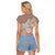 Polynesia Raglan Cropped T Shirt Plumeria Beige Curves LT7 - Polynesian Pride