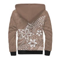 Polynesia Sherpa Hoodie Plumeria Beige Curves LT7 - Polynesian Pride