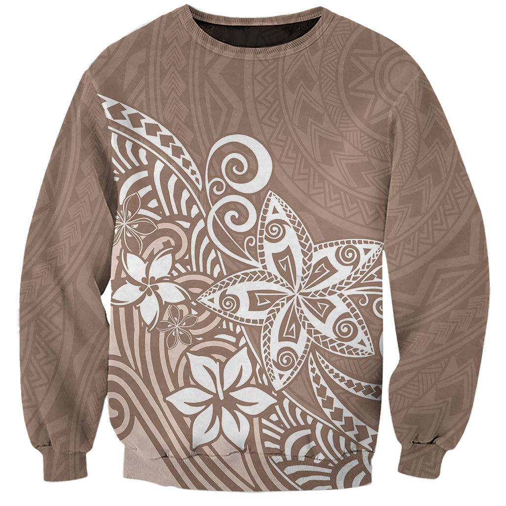 Polynesia Sweatshirt Plumeria Beige Curves LT7 Unisex Beige - Polynesian Pride