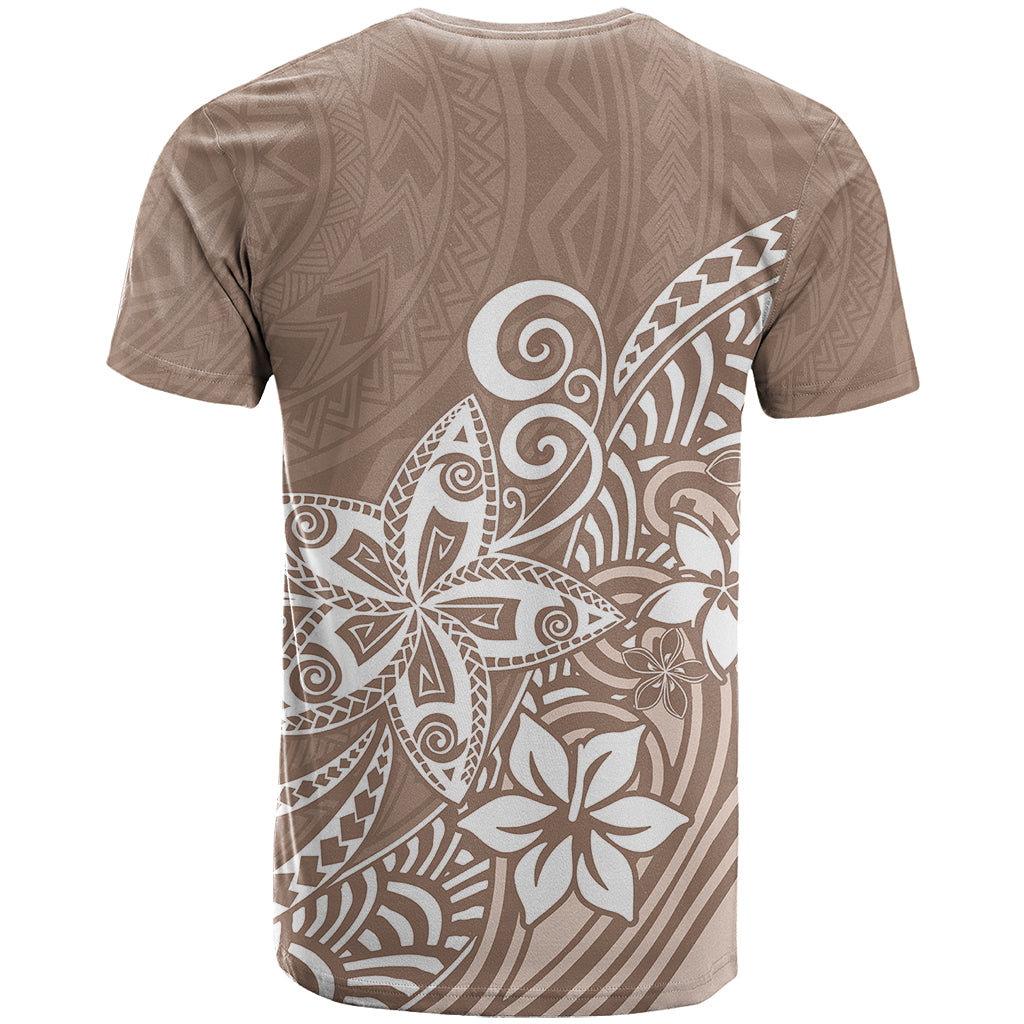 Polynesia T Shirt Plumeria Beige Curves LT7 - Polynesian Pride
