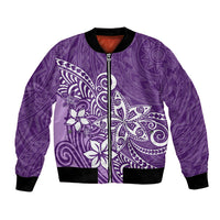 Polynesia Bomber Jacket Plumeria Purple Curves LT7 Unisex Purple - Polynesian Pride