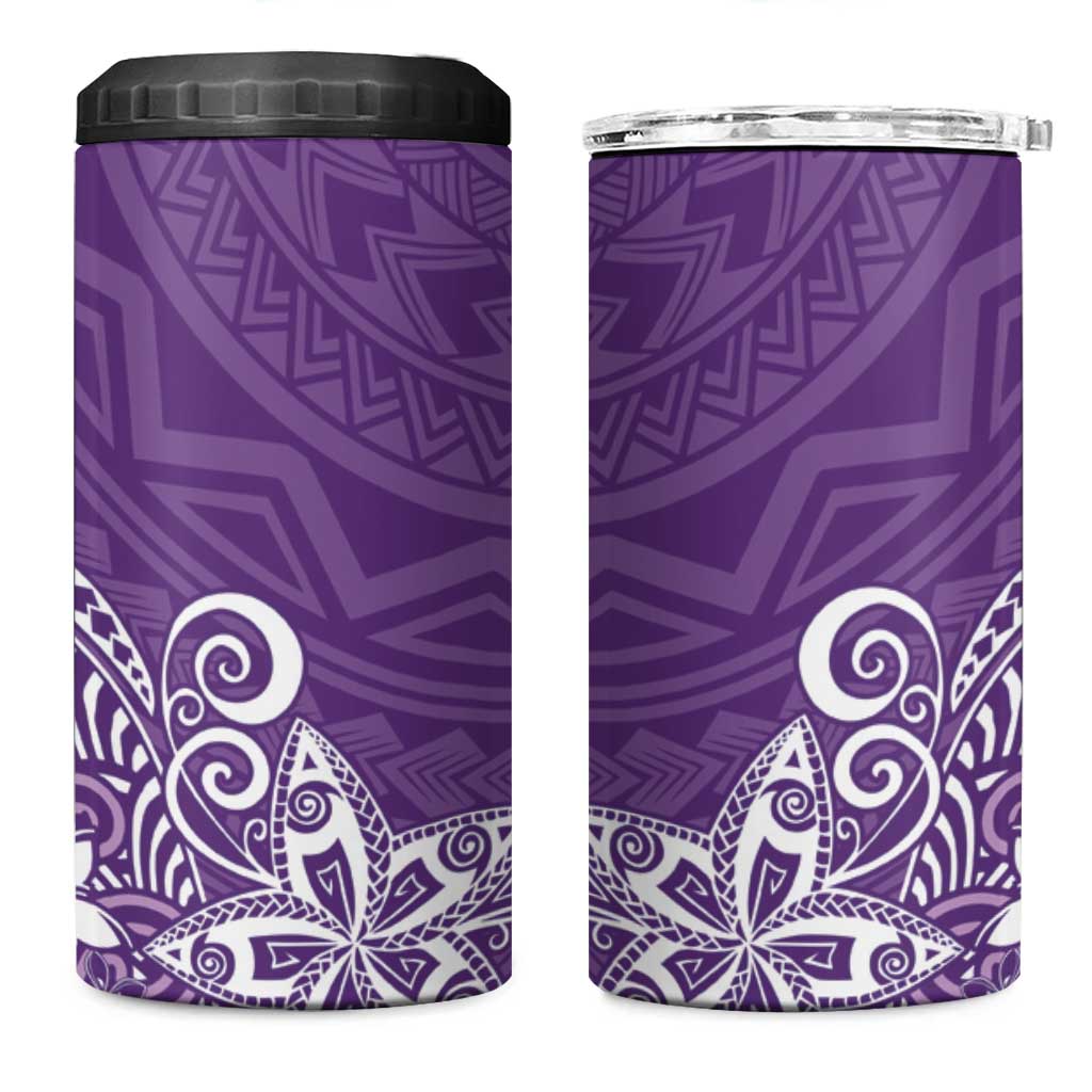 Hawaii 4 in 1 Can Cooler Tumbler Plumeria Purple Curves