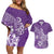 Polynesia Couples Matching Off Shoulder Short Dress and Hawaiian Shirt Plumeria Purple Curves LT7 Purple - Polynesian Pride