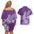 Polynesia Couples Matching Off Shoulder Short Dress and Hawaiian Shirt Plumeria Purple Curves LT7 - Polynesian Pride