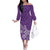 Hawaii Family Matching Outfits Polynesia Off Shoulder Long Sleeve Dress And Shirt Family Set Clothes Plumeria Purple Curves LT7