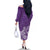 Hawaii Family Matching Outfits Polynesia Off Shoulder Long Sleeve Dress And Shirt Family Set Clothes Plumeria Purple Curves LT7