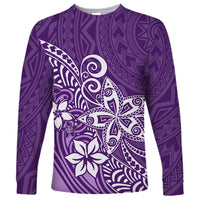 Polynesia Long Sleeve Shirt Plumeria Purple Curves LT7 Unisex Purple - Polynesian Pride