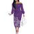 Polynesia Off The Shoulder Long Sleeve Dress Plumeria Purple Curves LT7 Women Purple - Polynesian Pride