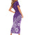 Polynesia Short Sleeve Bodycon Dress Plumeria Purple Curves LT7 - Polynesian Pride