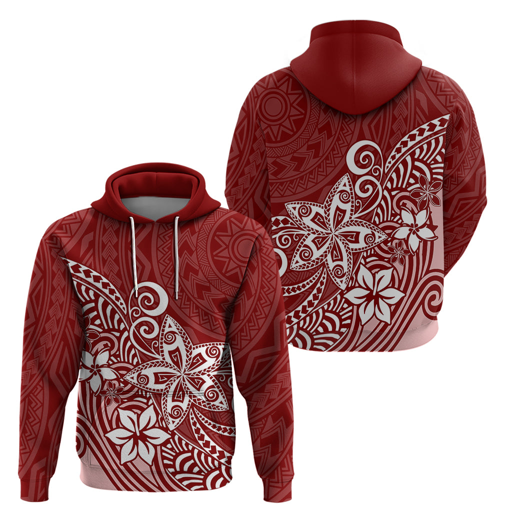 Polynesia Hoodie Plumeria Red Curves LT7 - Polynesian Pride