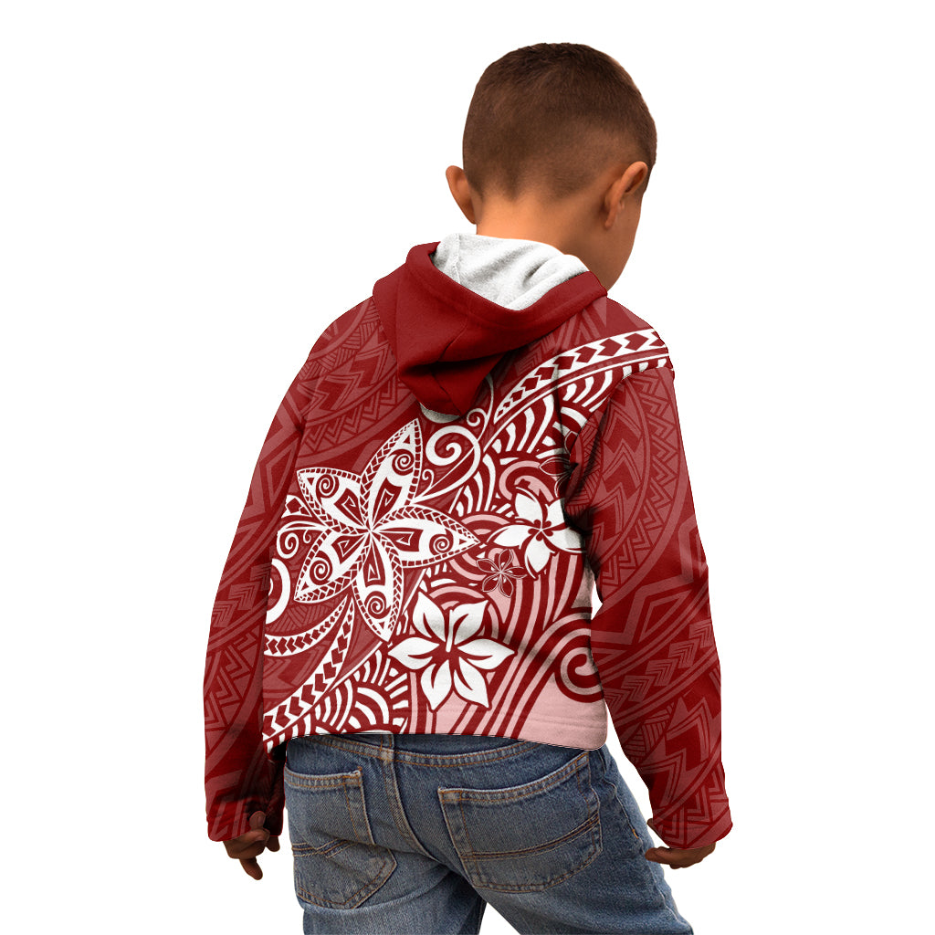 Polynesia Kid Hoodie Plumeria Red Curves LT7 - Polynesian Pride