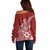 Polynesia Off Shoulder Sweater Plumeria Red Curves LT7 - Polynesian Pride