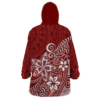 Polynesia Wearable Blanket Hoodie Plumeria Red Curves LT7 - Polynesian Pride