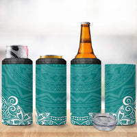 Hawaii 4 in 1 Can Cooler Tumbler Plumeria Teal Curves