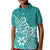 Polynesia Kid Polo Shirt Plumeria Teal Curves LT7 Kid Teal - Polynesian Pride
