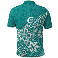 Polynesia Polo Shirt Plumeria Teal Curves LT7 - Polynesian Pride