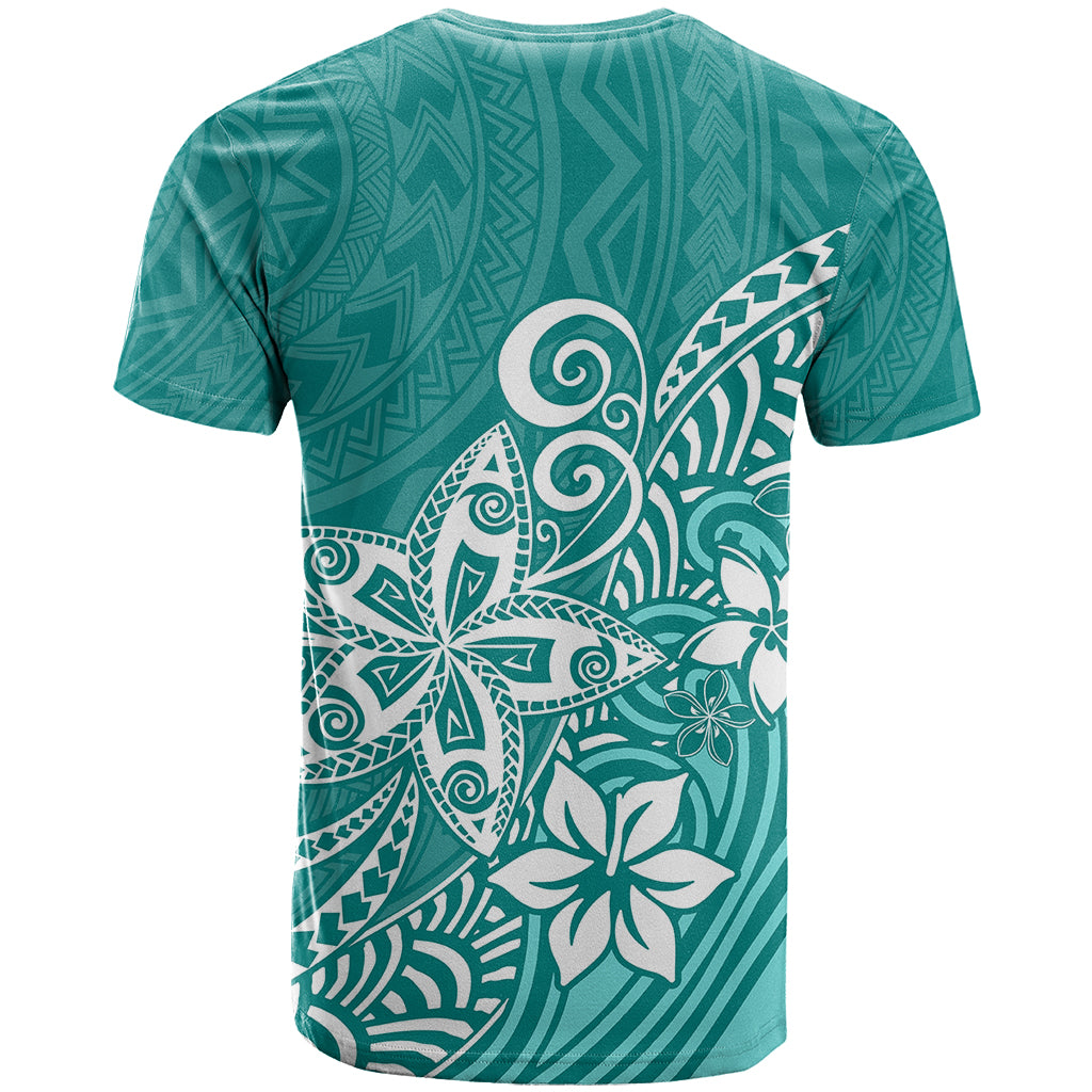 Polynesia T Shirt Plumeria Teal Curves LT7 - Polynesian Pride