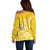 Polynesia Off Shoulder Sweater Plumeria Yellow Curves LT7 - Polynesian Pride