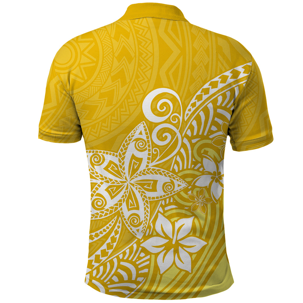 Polynesia Polo Shirt Plumeria Yellow Curves LT7 - Polynesian Pride