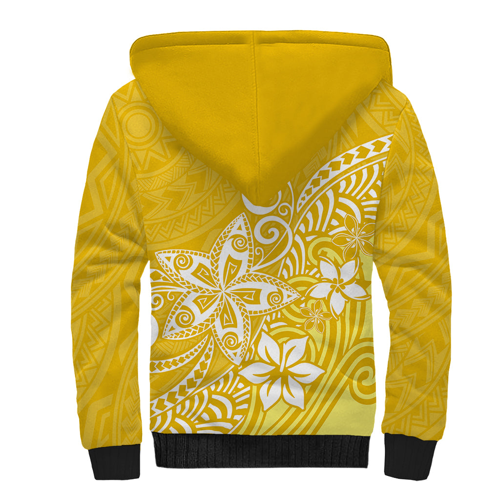 Polynesia Sherpa Hoodie Plumeria Yellow Curves LT7 - Polynesian Pride